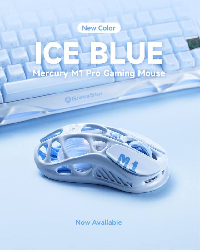 Gravastar Mercury M1 Pro アイスブルー GravaStar Mercury M1 Pro Mouse Gamer, 78g Liga de Magnésio Leve